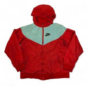 Nike Y2K Colorblock Windbreaker Red Teal Hooded Jacket L